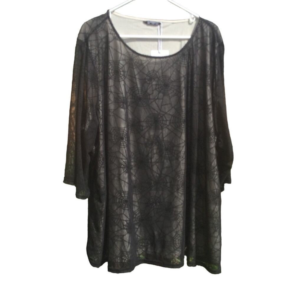 Bloomchic shirt womens 26 NEW spider web black witchy sheer gothic gremlincore